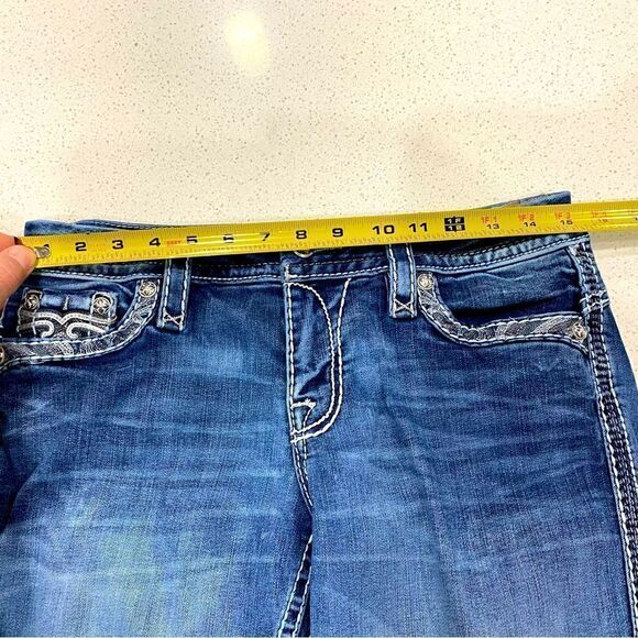 Rock Revival Low Rise Bling Jeans 27x27.5 Distressed Stretch EUC - Picture 6 of 10